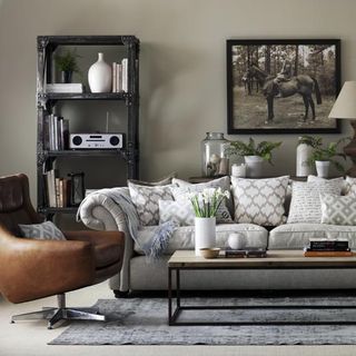 grey living with leather armchair