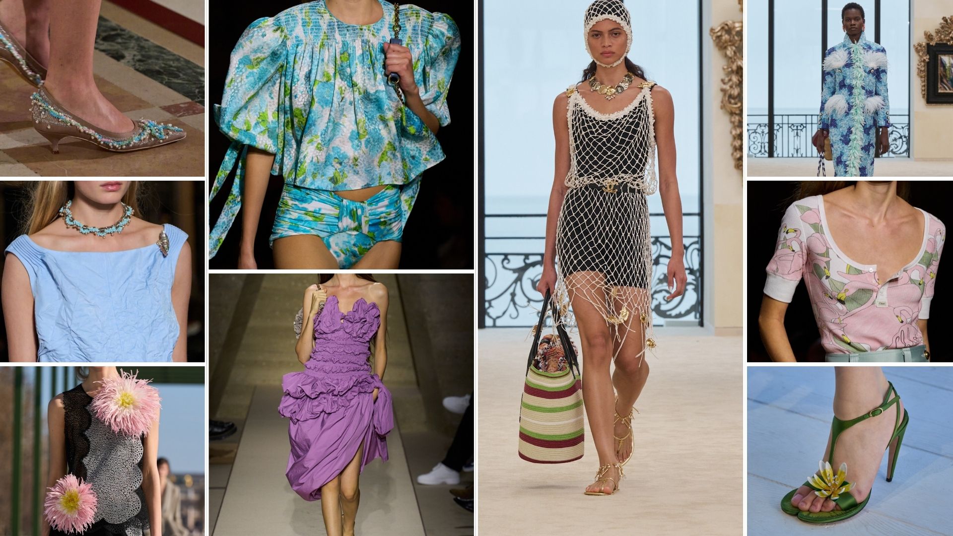 Collage of maximalist trends for summer 2026