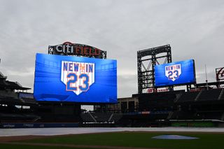 The new dual-sided LED scoreboard from Samsung at the New York Mets Citi Field.