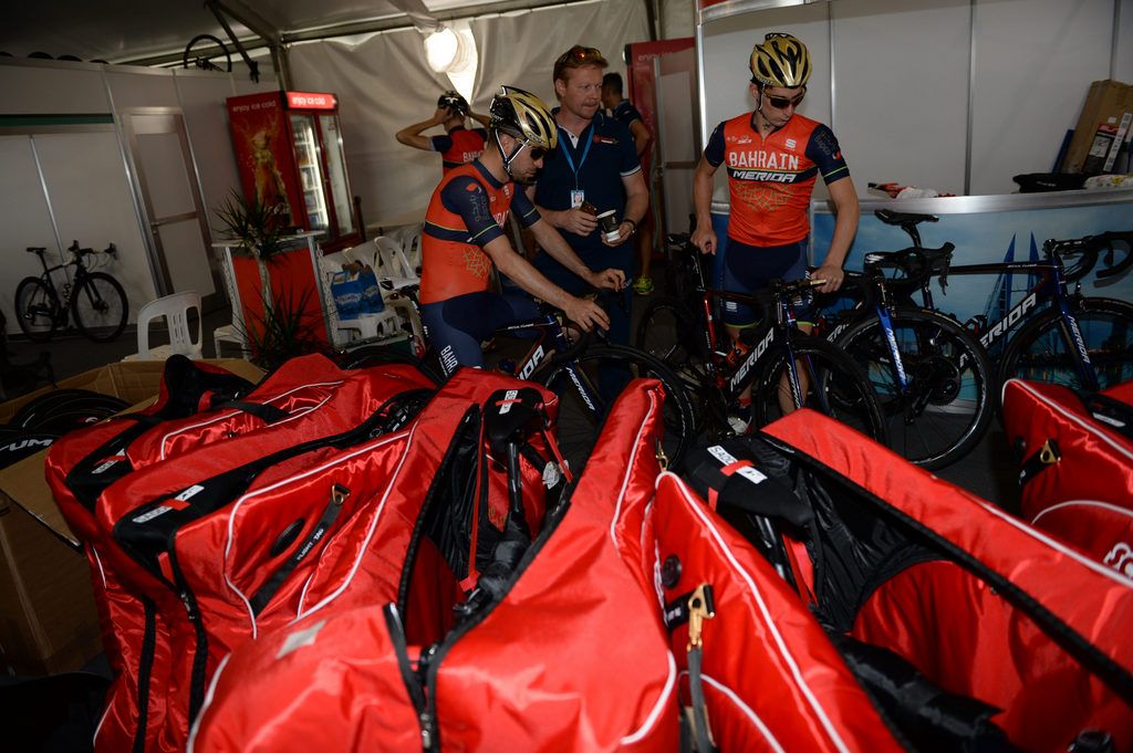 Bahrain-Merida were quick to get on a training ride after arriving early on Wednesday morning