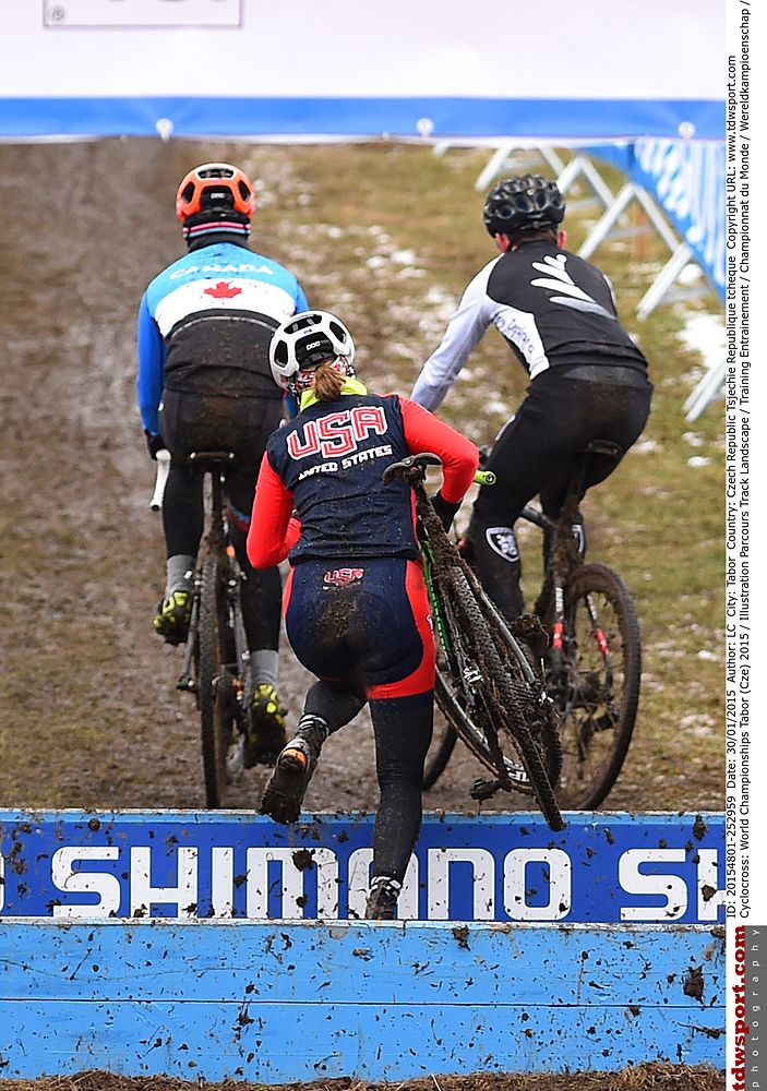 American and Canadian riders pre-riding the Worlds course