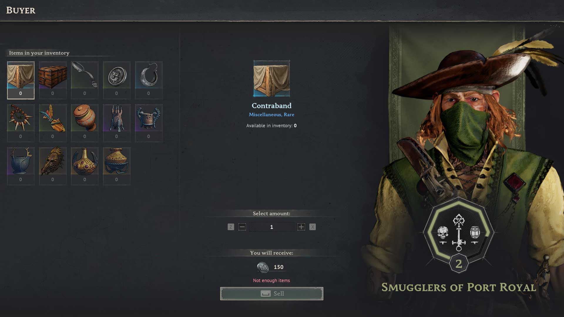 Windrose - The Smugglers buyer window