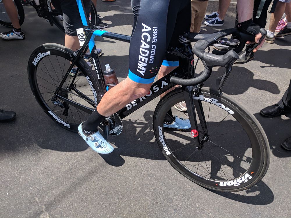 Zak Dempster was riding his new Israel Cycling Academy De Rosa and Bont shoes