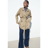 Short Faux Suede Trench Coat in Light Khaki $59.90/£45.99 | Zara