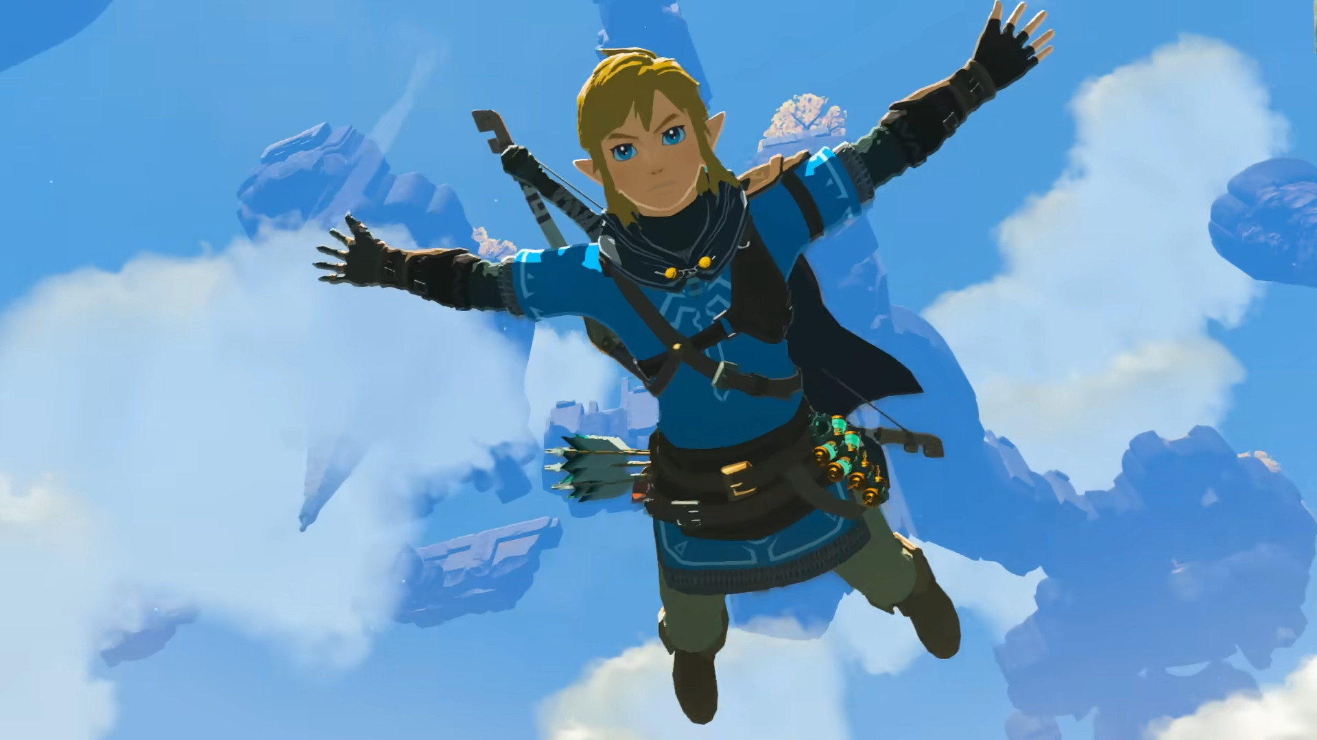 Link falling during one of the best Switch 2 games The Legend of Zelda: Tears of the Kingdom (Switch 2 Edition).