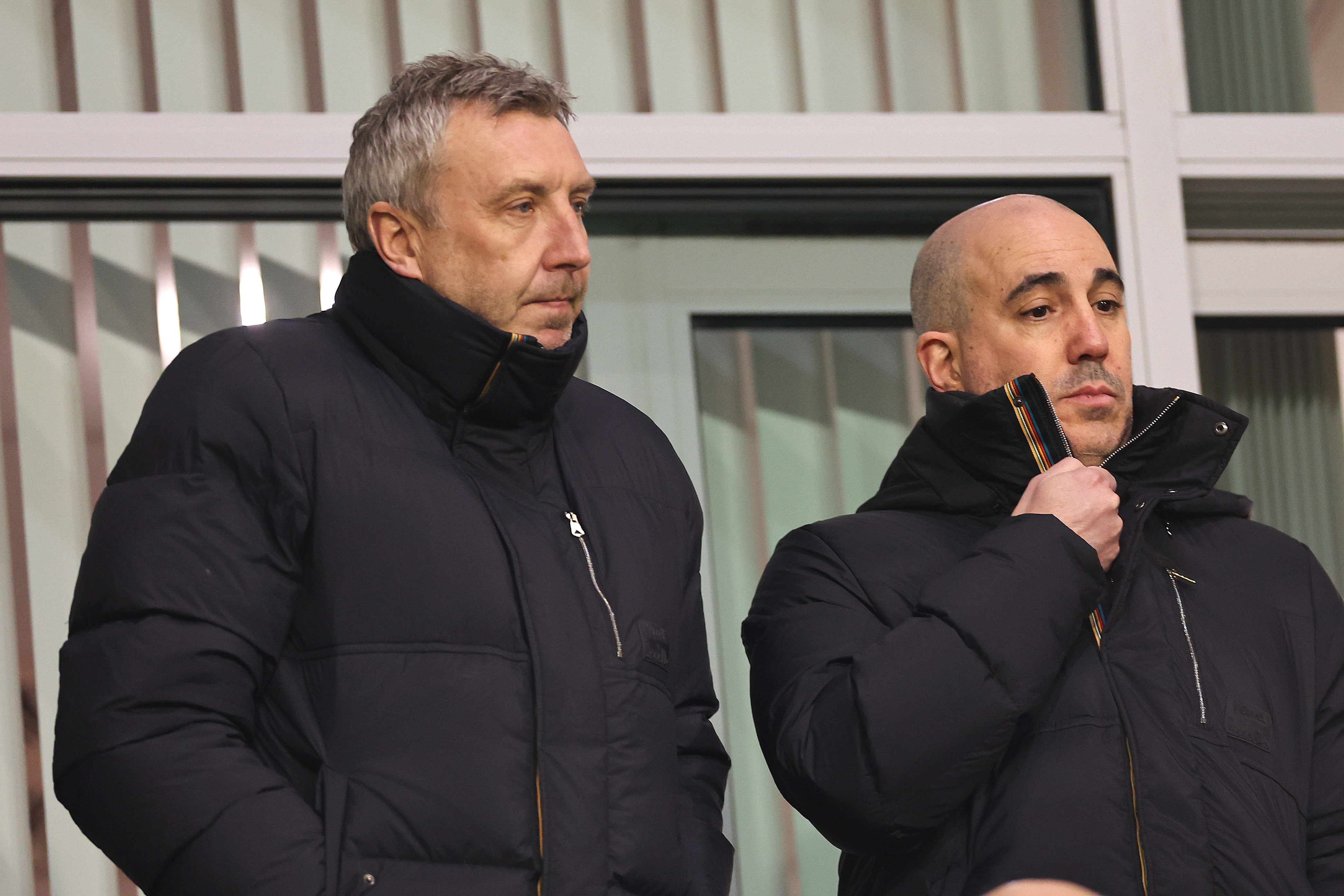Manchester United's director of football Jason Wilcox and chief executive officer Omar Berrada