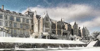 Bovey Castle covered in snow