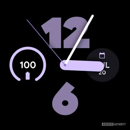 Pixel Watch 2 watch face with bold analog design