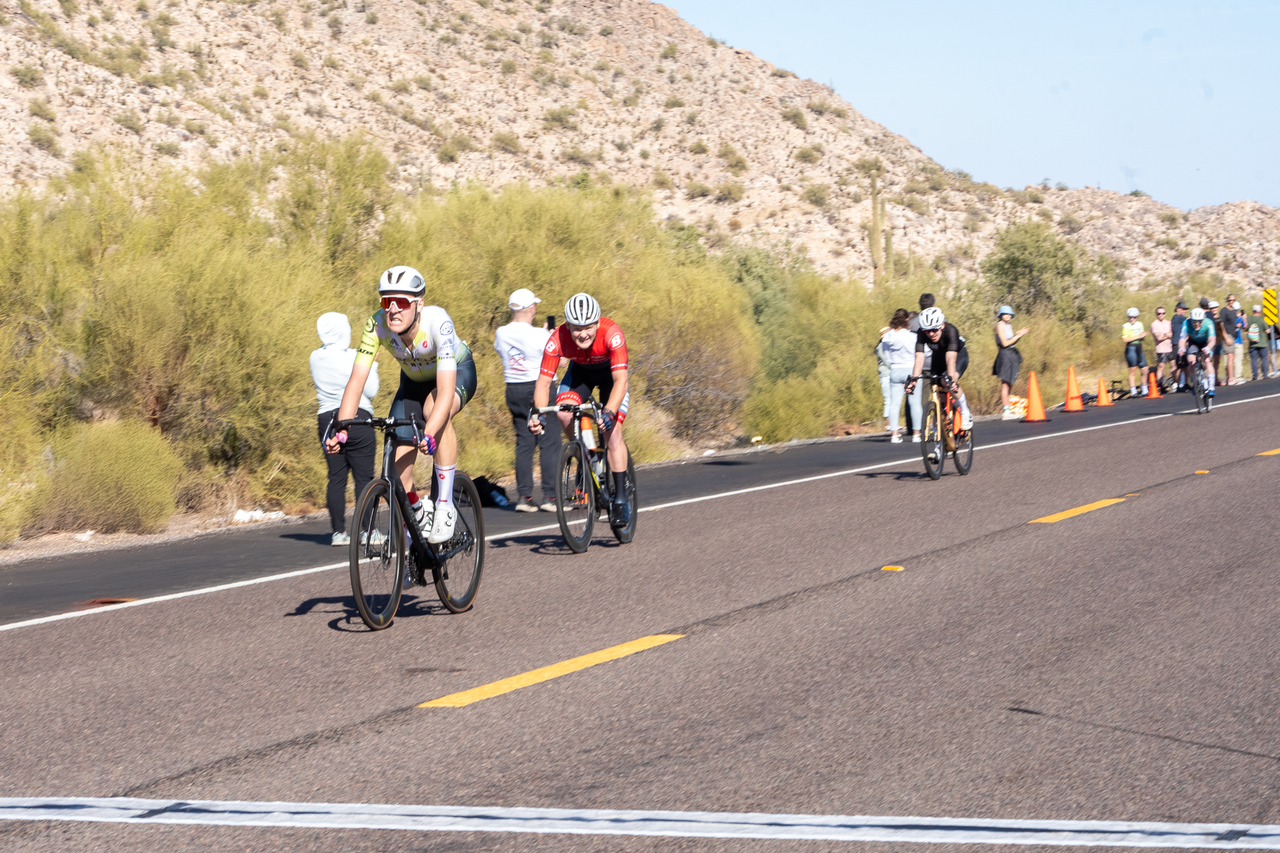 Carson Mattern (TaG Cycling) wins the 95-mile stage 2 road race at 2025 Valley of the Sun