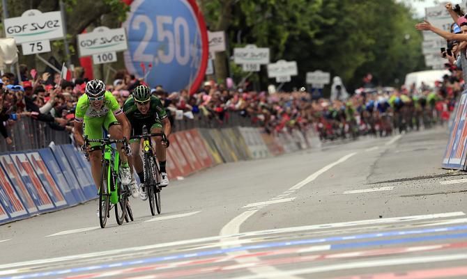 The breakaway sprints for the win