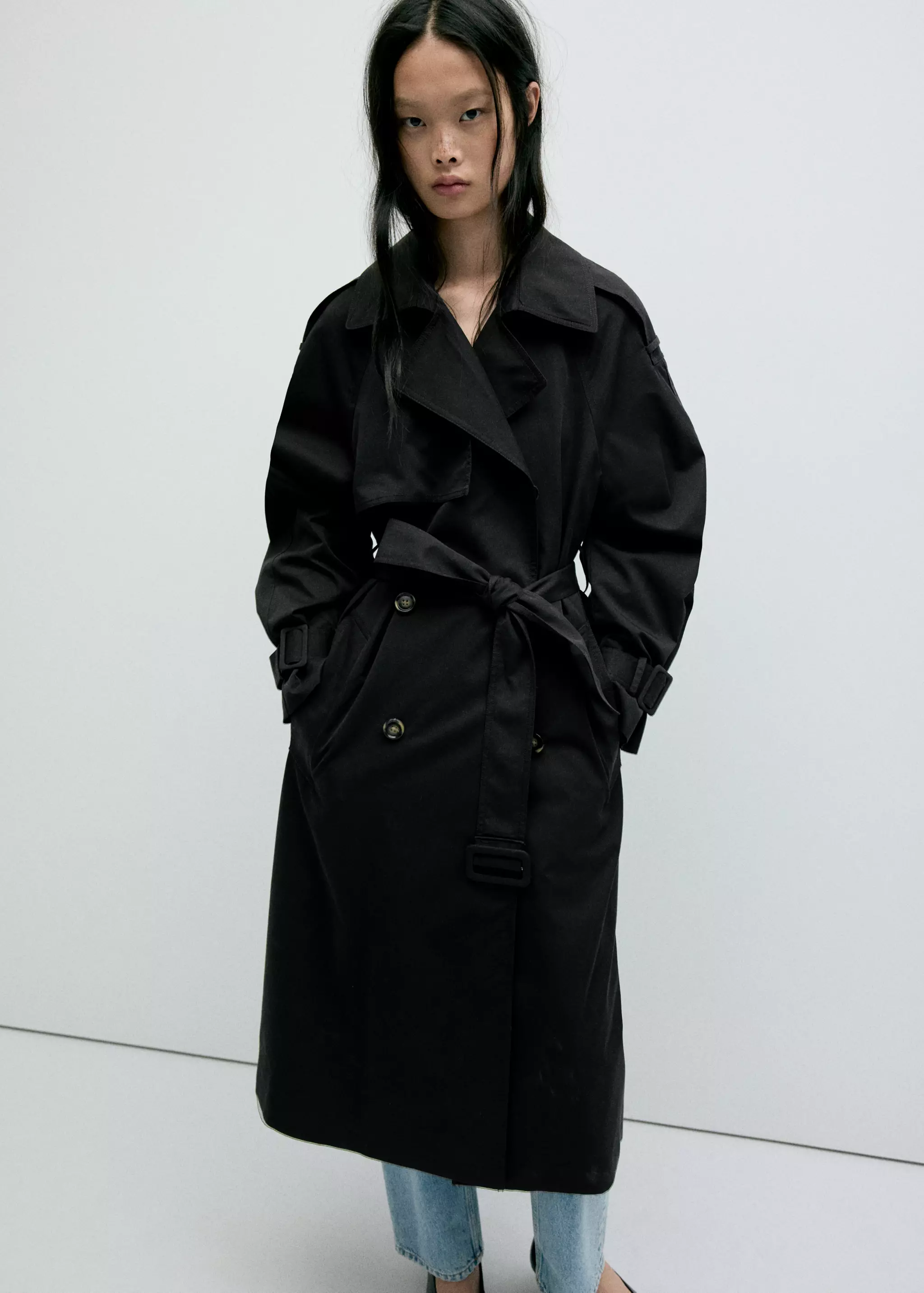 Long Double-Breasted Trench Coat - Women | Mango United Kingdom
