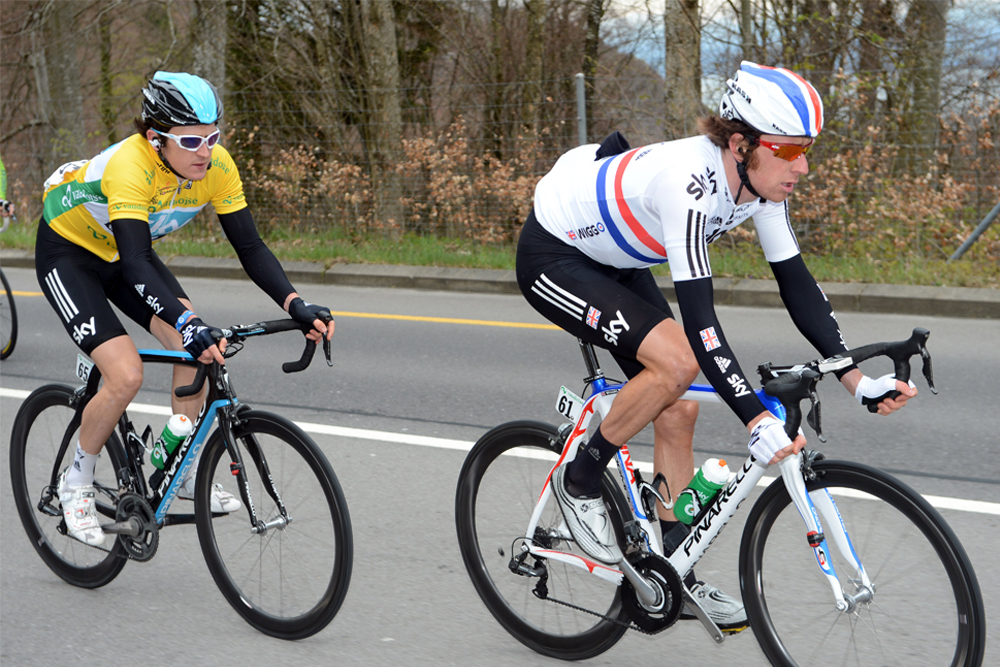 Bradley Wiggins and Geraint Thomas at the 2012 Tour de Romandie. Photo: Graham Watson