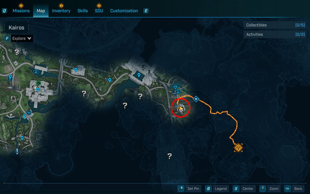 Borderlands 4 vault key fragment locations: A map with a red circle showing a fragment in the east of the Fadefields.