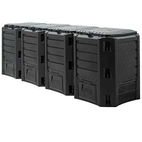 Deuba&amp;reg; 1600l Garden Compost Bin | Composting Organic Eco Waste Converter Box | Recycling Bins | Cleaning Caddy | Food Waste Bin | Dog Food Bin | Worm Farm | Outdoor Compost Garden Storage Box | Black