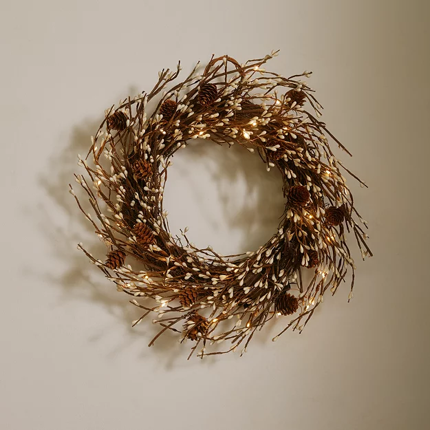 Autumn Pre Lit Pinecone Wreath | Decorative Accessories | the White Company
