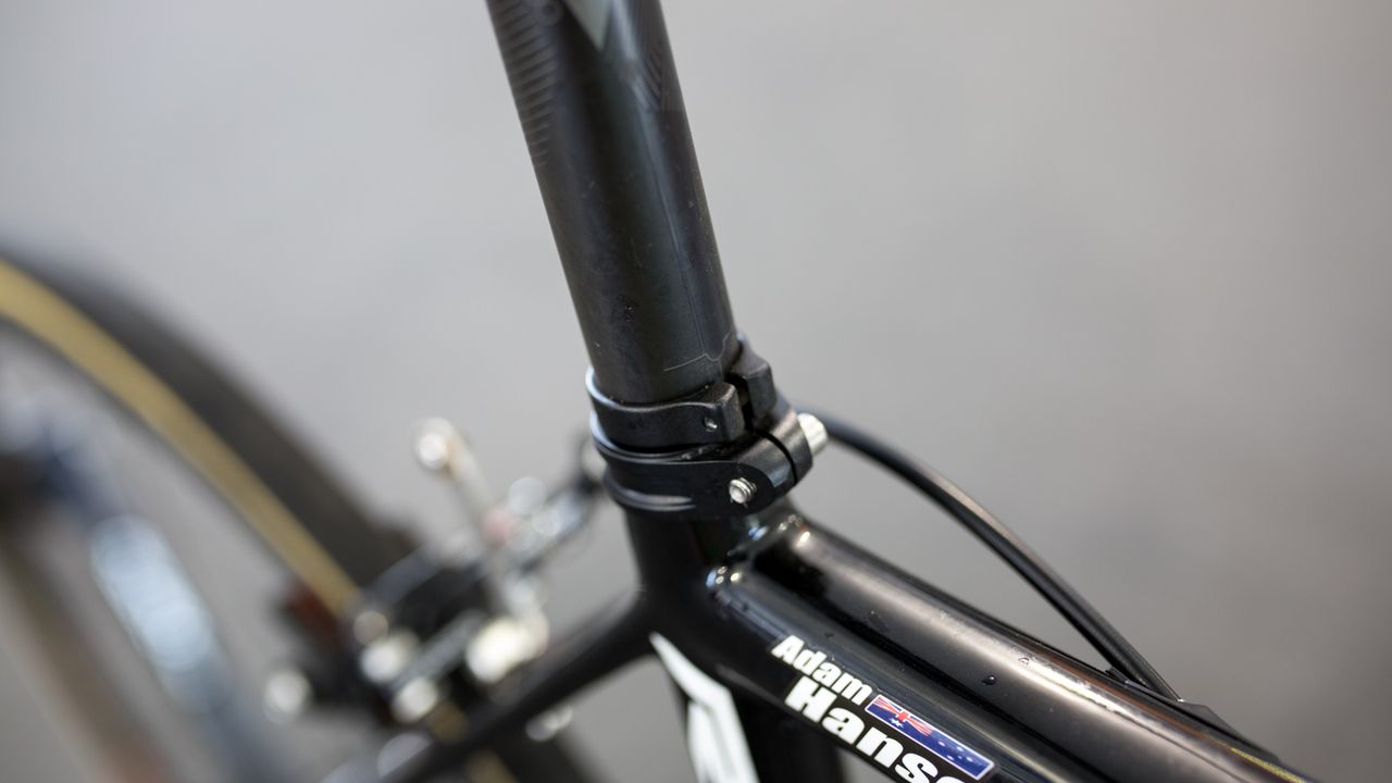 It looks like the seatpost had a small plastic clamp for ease of bike setup