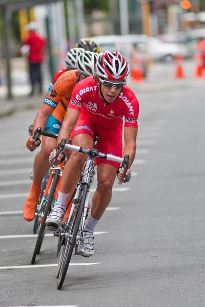 Lachlan Norris (Drapac Pro Cycling) on the front of the break.