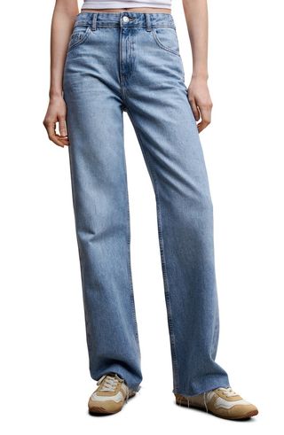 Raw Hem Wide Leg Jeans