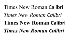 Calibri Times New Roman