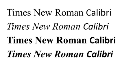 Calibri Times New Roman