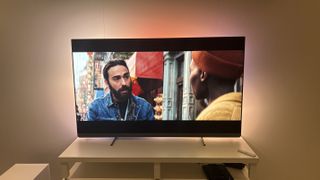 A Philips OLED910 TV at TP Vision Live's demo rooms