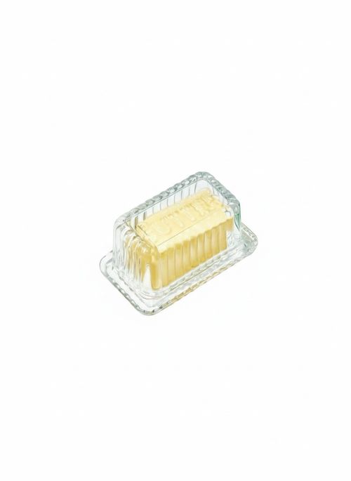 Ribbed Clear Glass Butter Dish