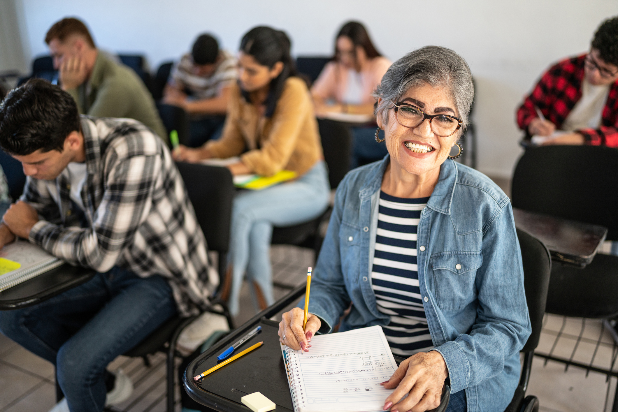 Older woman in a college class