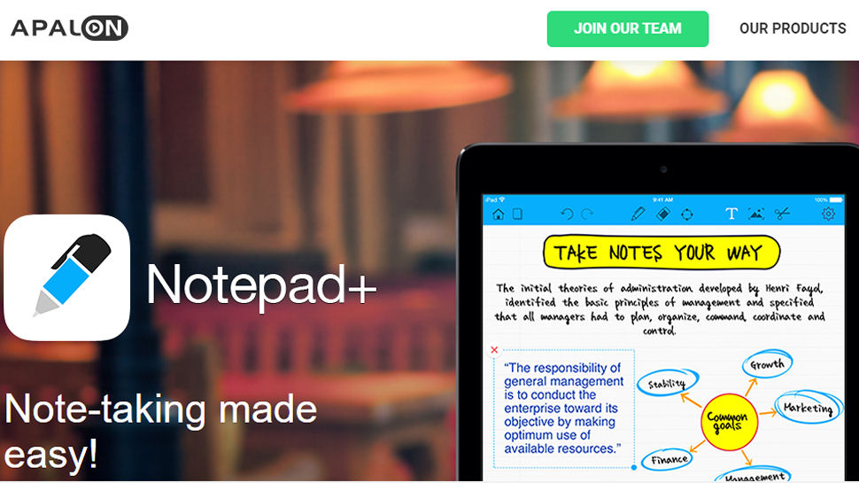 Website screenshot of Apalon Notepad+