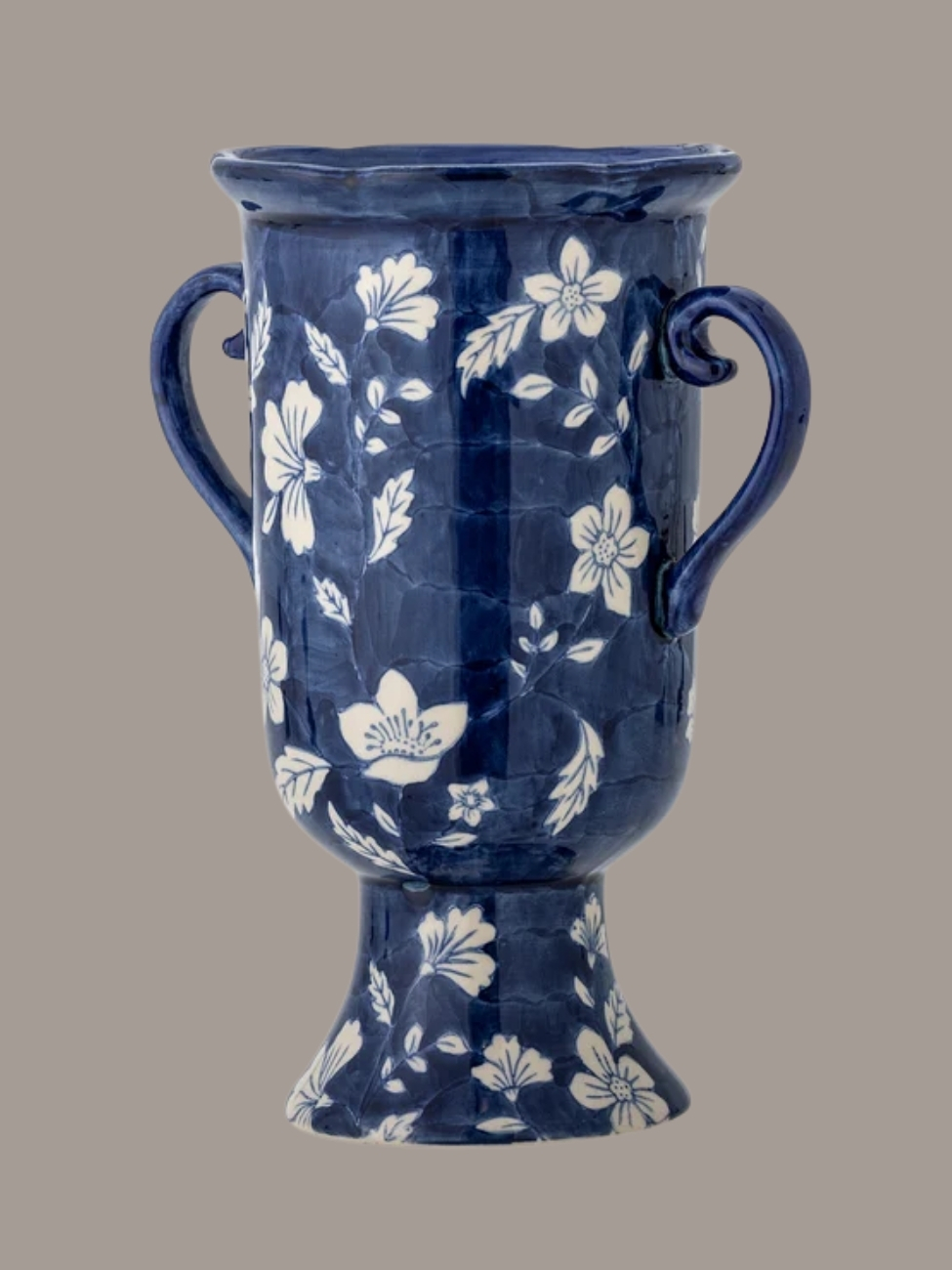 Ceramic, Amara Floral Stoneware Vase, Blue