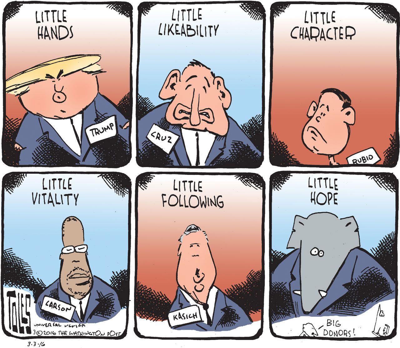 Political Cartoon U.S. GOP 2016