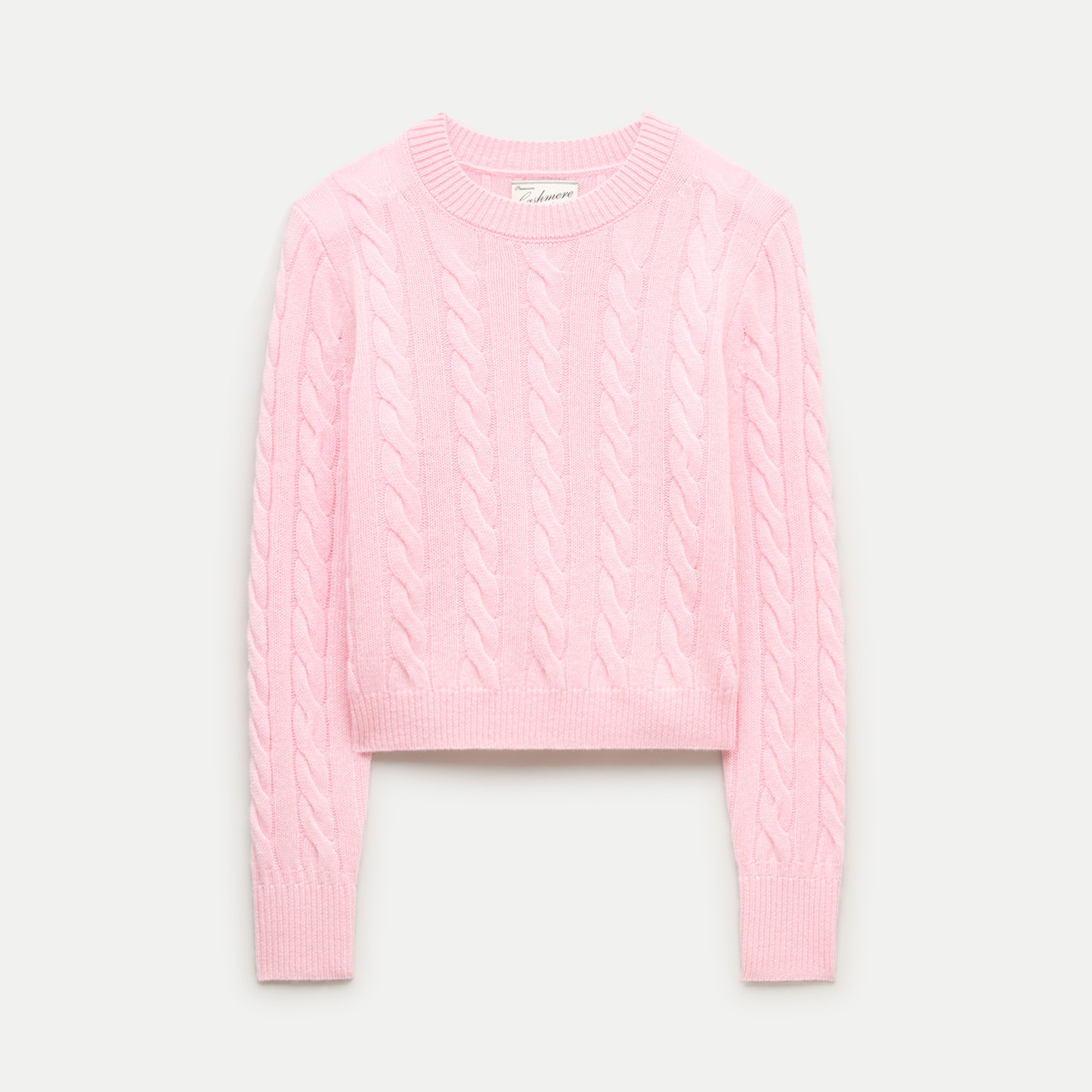 Cashmere Shrunken Crewneck in Cable Knit