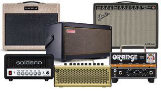 Collection of electric guitar amps