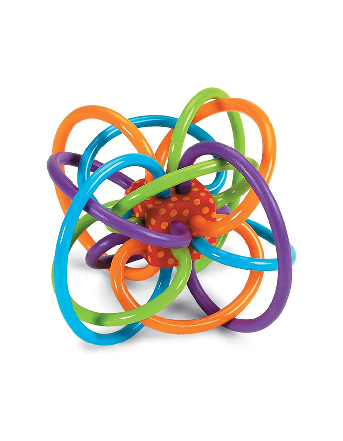 Manhattan Toy Winkel Rattle &amp;amp; Sensory Teether Toy, Blue/green/orange, 5 Inch X 4 Inch X 3.5 Inch