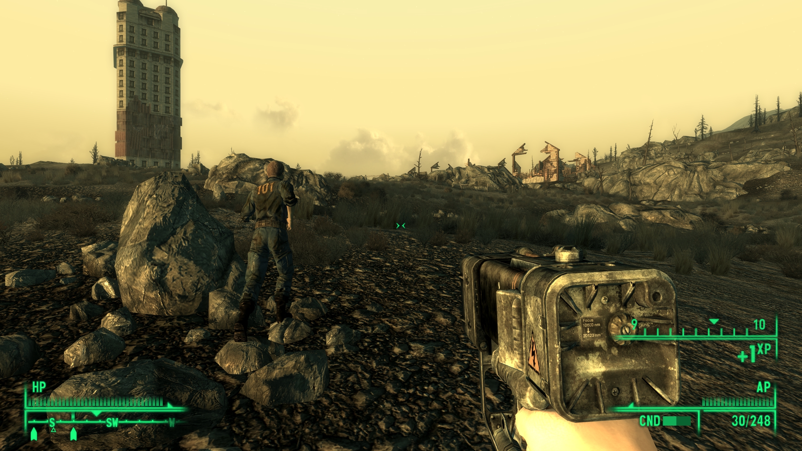 Jogging across the wasteland with your dad and an laser pistol