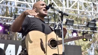 Peter Harper performs during the 2021 BottleRock Napa Valley music festival at Napa Valley Expo on September 03, 2021 in Napa, California. Harper is playing tenor guitar built for him by Lâg Guitars, with a built-in HyVibe pickup. "Lâg Guitars built me a one-of-a-kind tenor guitar with the HyVibe pickup in it, just so I could play it," Harper wrote on his Facebook page on July 14, 2020.