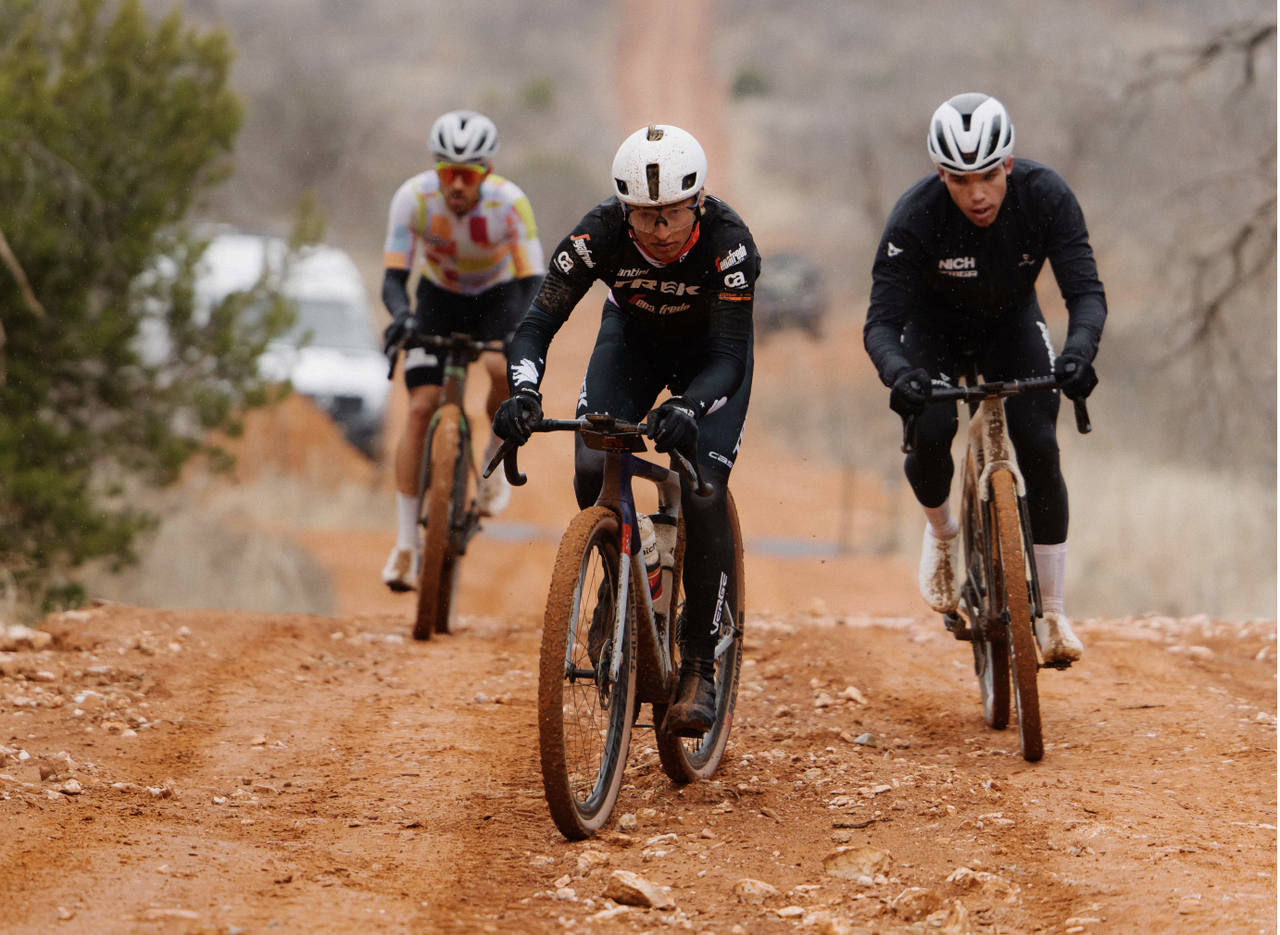 Leading trio of elite men on 47-mile course