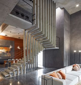 A concrete staircase designed by Matharoo Associates