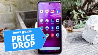 Moto G 2026 propped against a rock