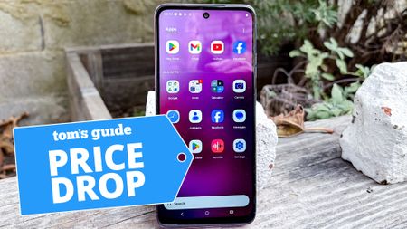 Moto G 2026 propped against a rock