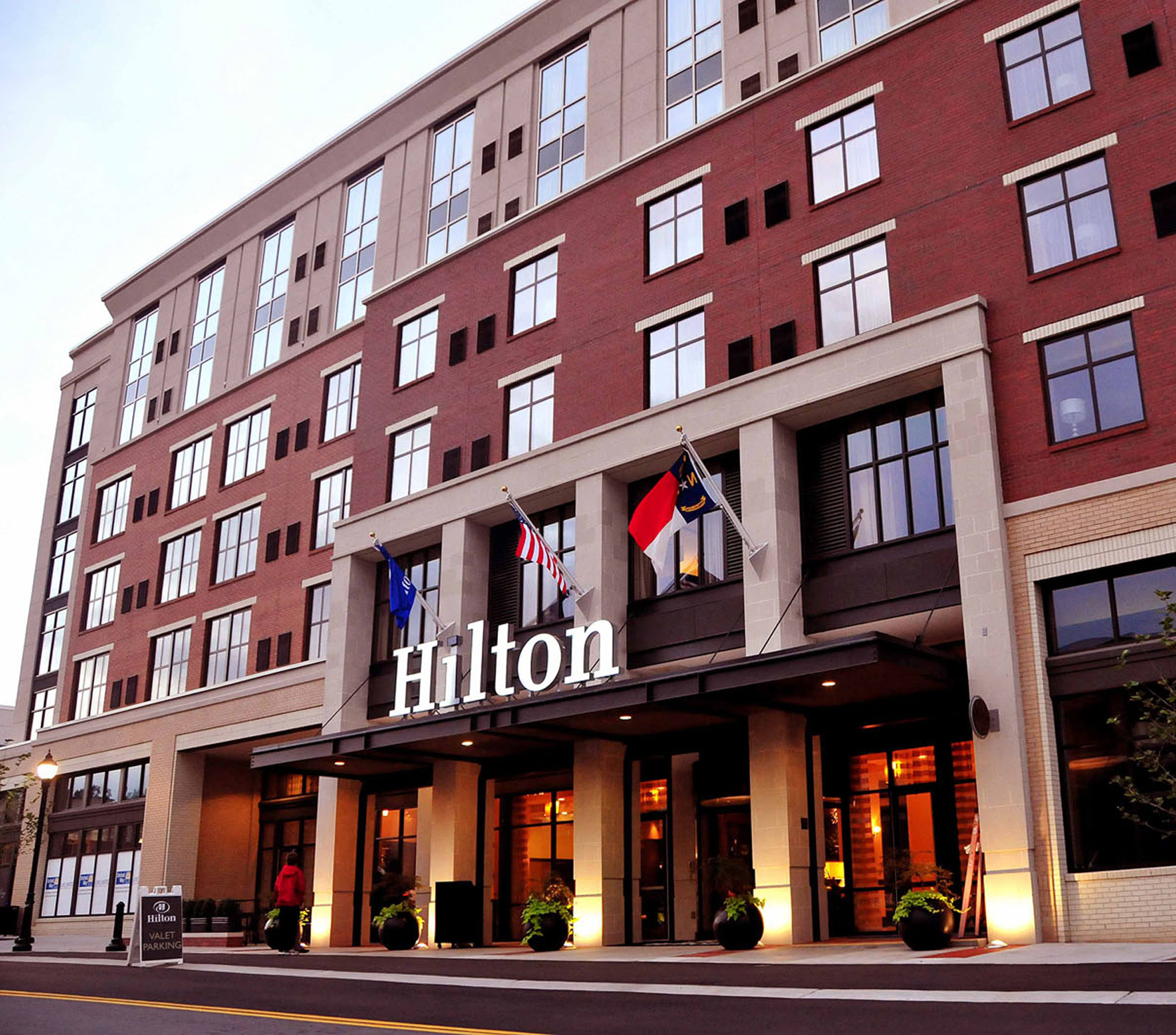 Hilton Hotels exterior at night
