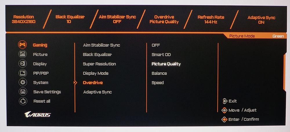 Gigabyte Aorus FI32U - OSD