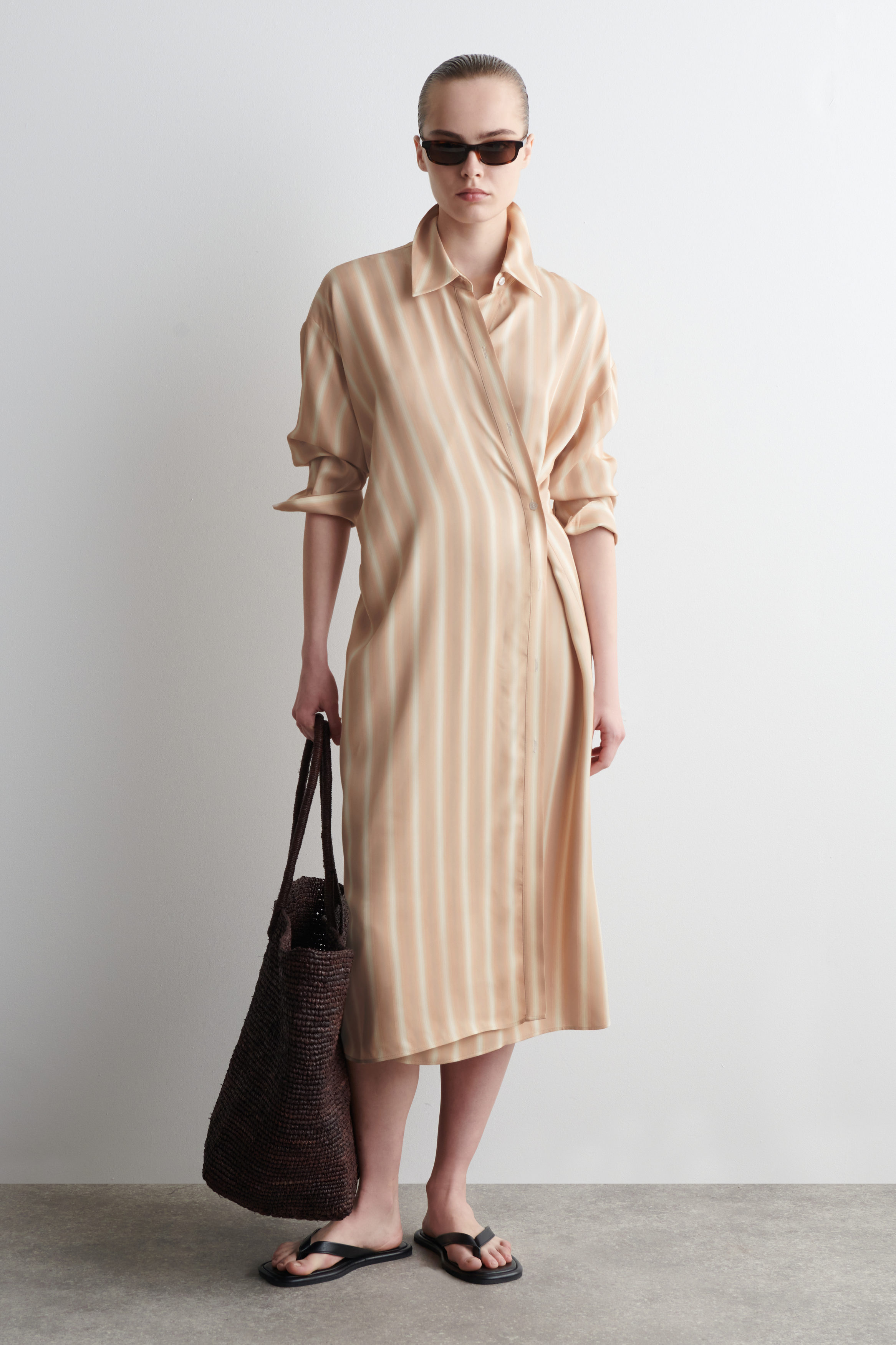 Wrap Midi Shirt Dress