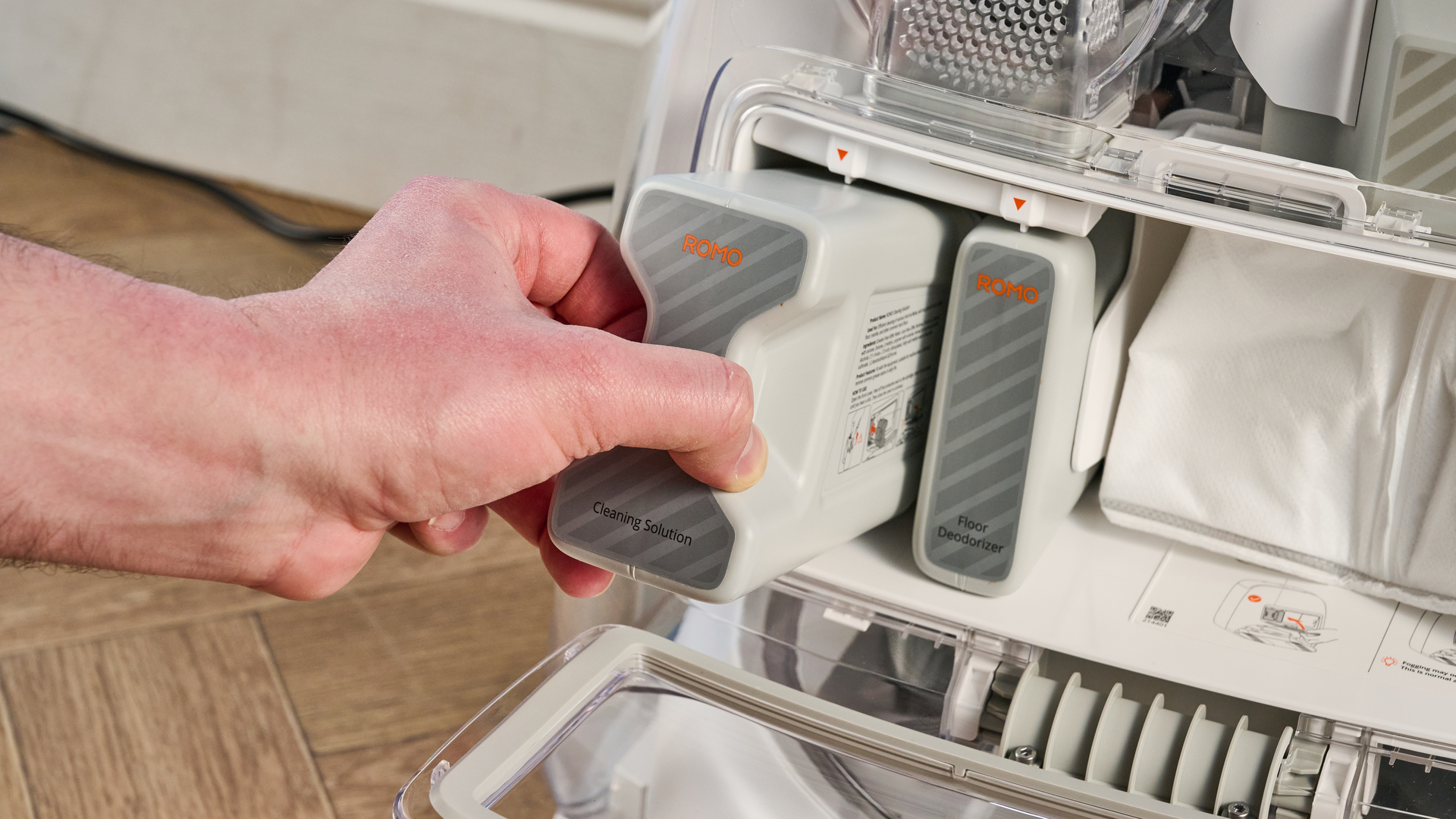 DJI Romo P in use on a hard wood floor