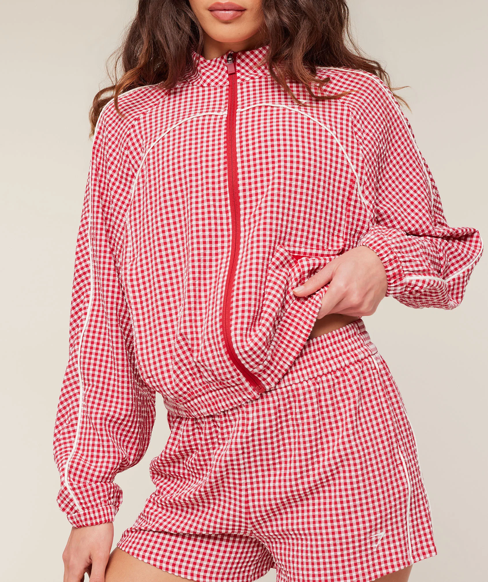 Red checked jacket