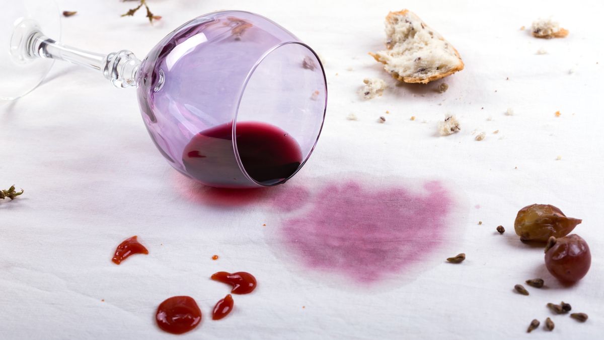 Tablecloth with food and wine stains