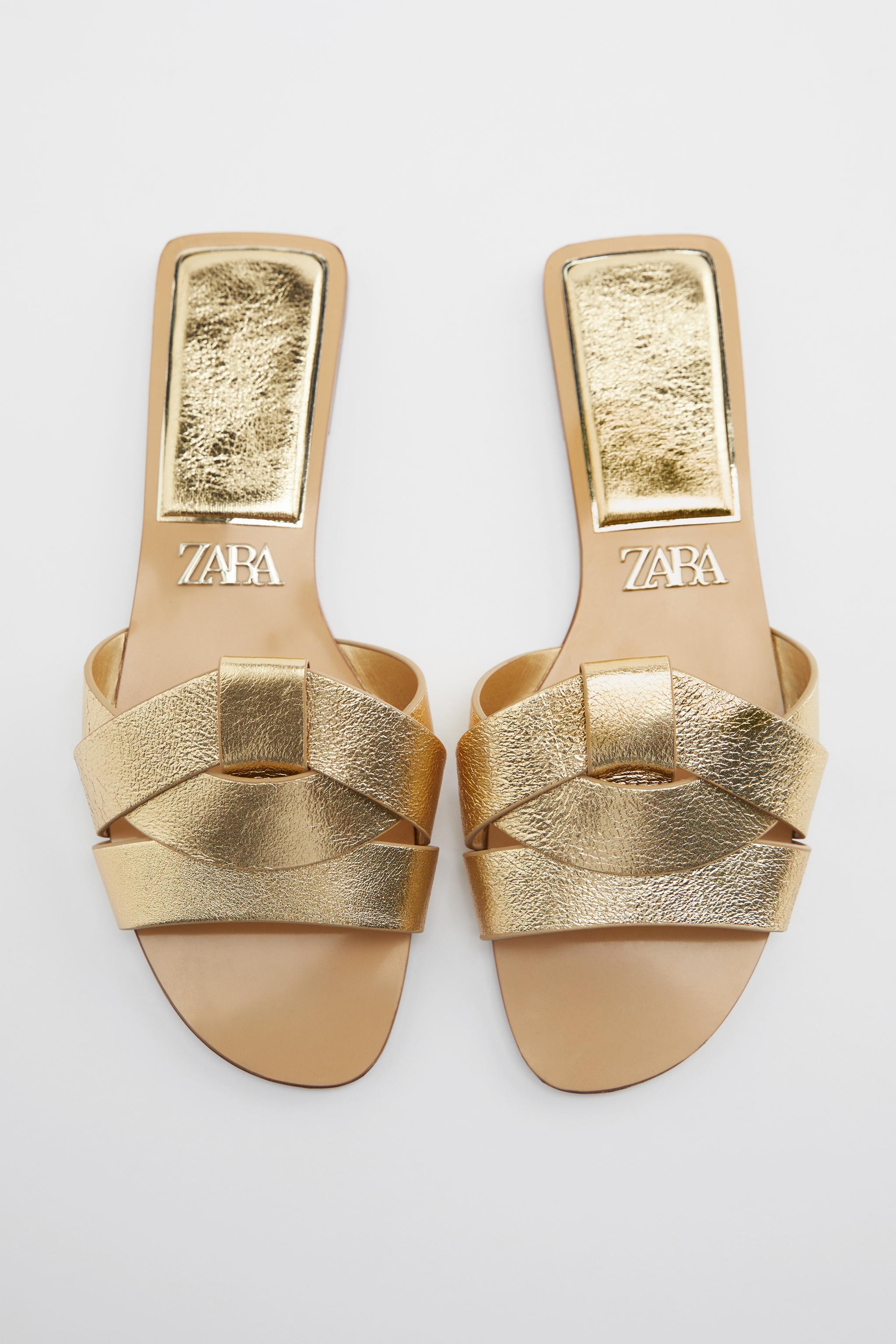 Flat Criss-Cross Leather Slider Sandals