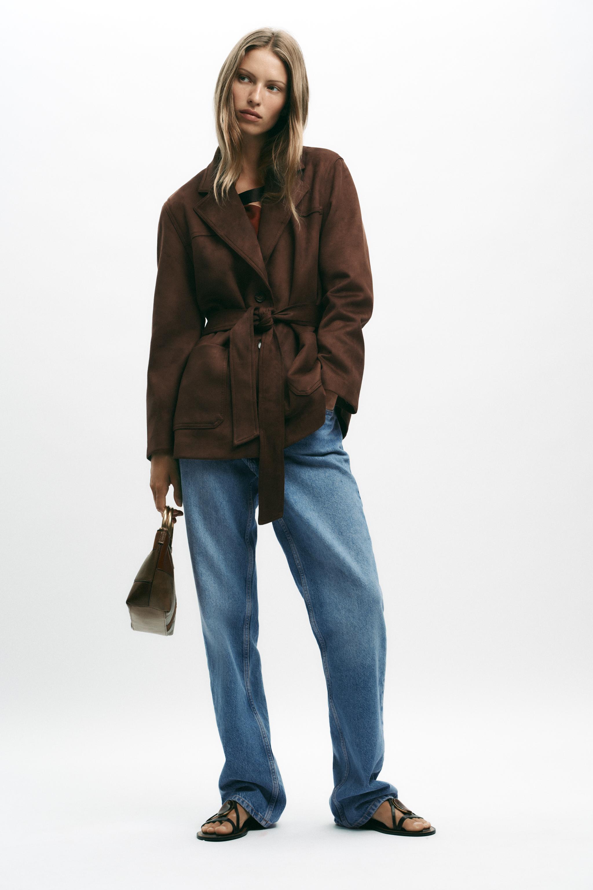 Belted Faux Suede Jacket