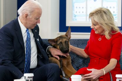Joe Biden, Jill Biden, and their dog Commander.
