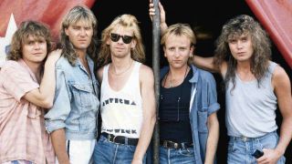 Def Leppard posing for a photograph in 1987