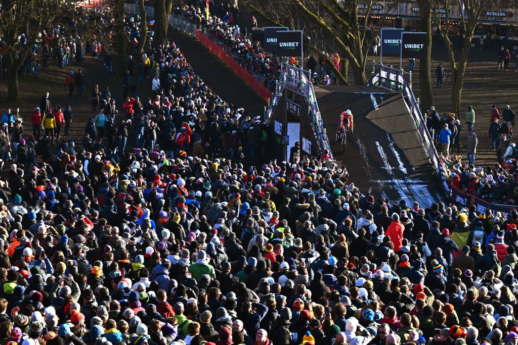 LIEVIN FRANCE FEBRUARY 02 Mathieu Van Der Poel of Netherlands competes during the 76th UCI CycloCross World Championships 2025 Mens Elite on February 02 2025 in Lievin France Photo by Luc ClaessenGetty Images